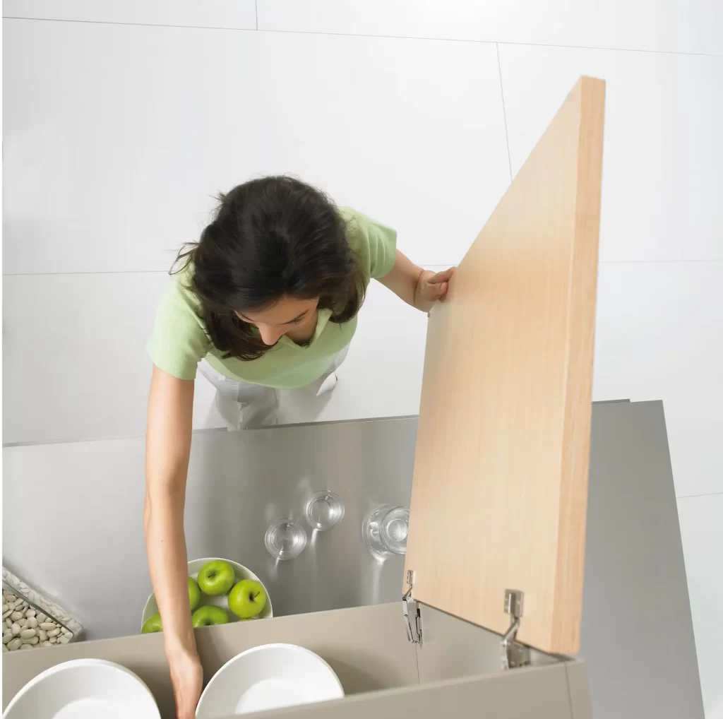 Woman-opening-cupboard